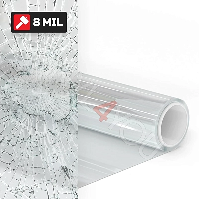 Прозрачная противоударная защитная пленка на окна 8Mil